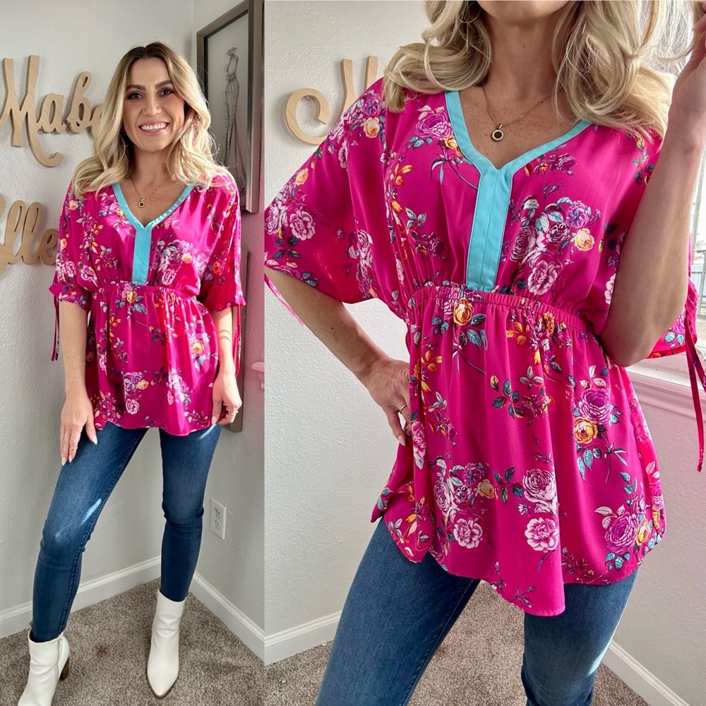 The Pioneer Woman flirty pink floral peplum top size small